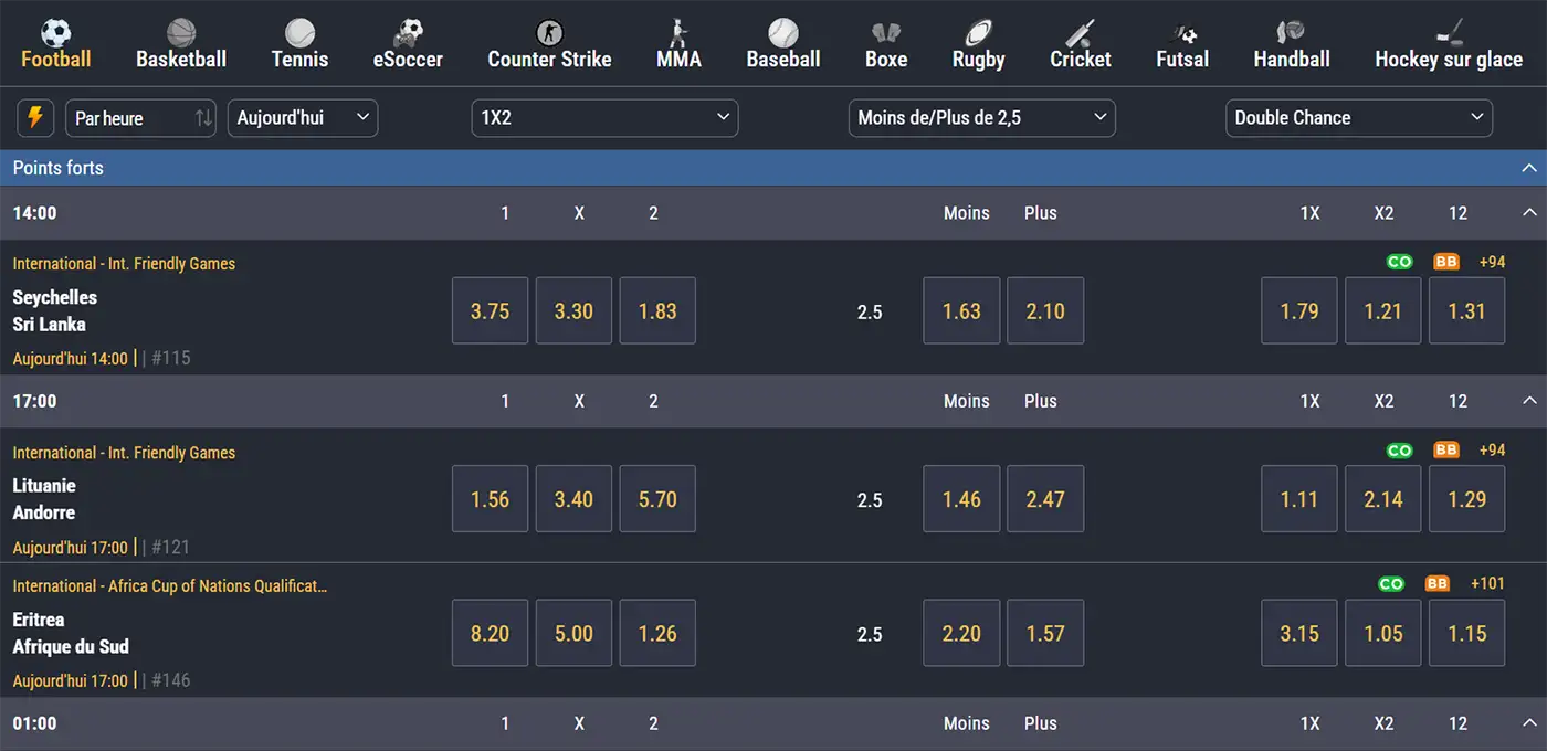 Winner Bet : liste des sports et des matchs de football