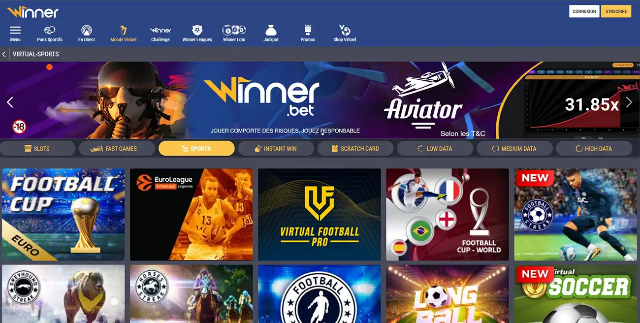 Winner Bet : football virtuel Winner Leagues